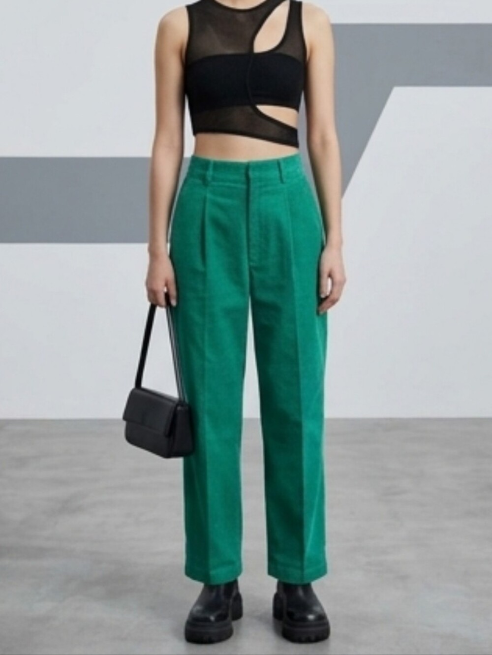 NWT Marni x Uniqlo Green Pleated Corduroy Pants Size XS